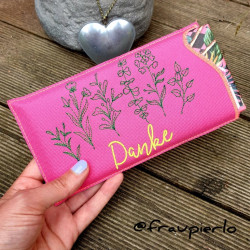 Stickdatei ITH - Hülle Botanical Art DANKE